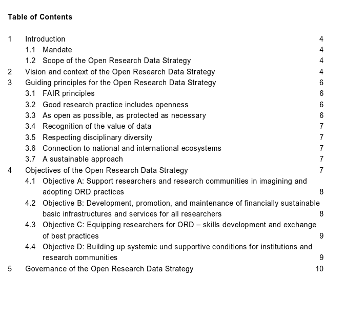 Table des matières ORD strategy