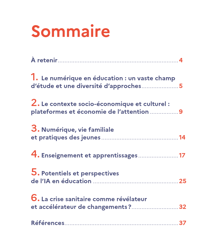 sommaire livret